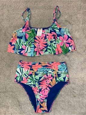 Member’s Mark Girls L 10/12 Tropical Floral 2 Piece Swimsuit